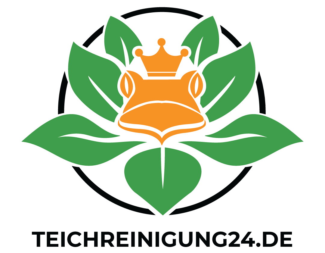 Logo Teichreinigung24 mit Frosch und grünen Blättern